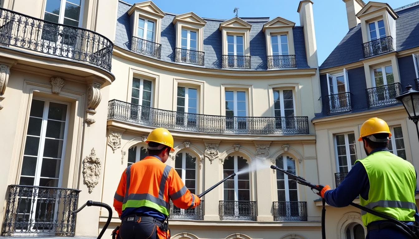 service professionnel de nettoyage des fientes de pigeons à paris 19e, spécialisé dans le nettoyage complet des façades et toitures pour préserver et embellir vos bâtiments.